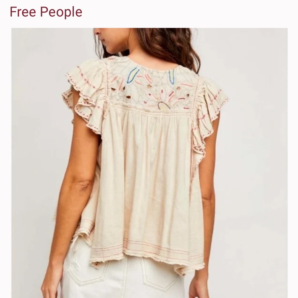 Free People boho top Free People Hailey Embroidered Top - Natural - Picture 13 of 13